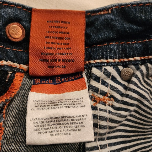 Rock Revival Emilie Easy Shorts 28 Y2K Western Cowgirl Embroidered Denim Glam - Picture 15 of 16